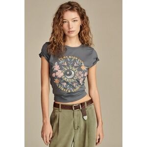 Lucky Brand Moon Sun Floral Graphic Tee T Shirt Women's NWT